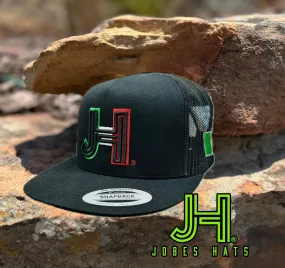 2021 Jobes Hats Trucker - All Black Cap Black 3D Mexico Outline