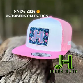 2024 Jobes Hats- White/Pink Blue Pink X patch