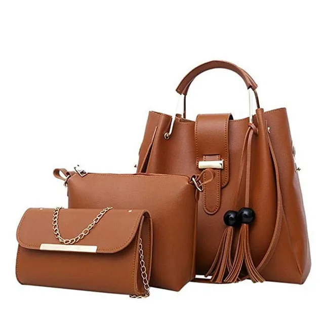 3 Pcs Women Handbag Set 2019 Messenger Bags Ladies Fashion Shoulder Bag Lady PU Leather Casual Female Shopper Tote Sac Femme