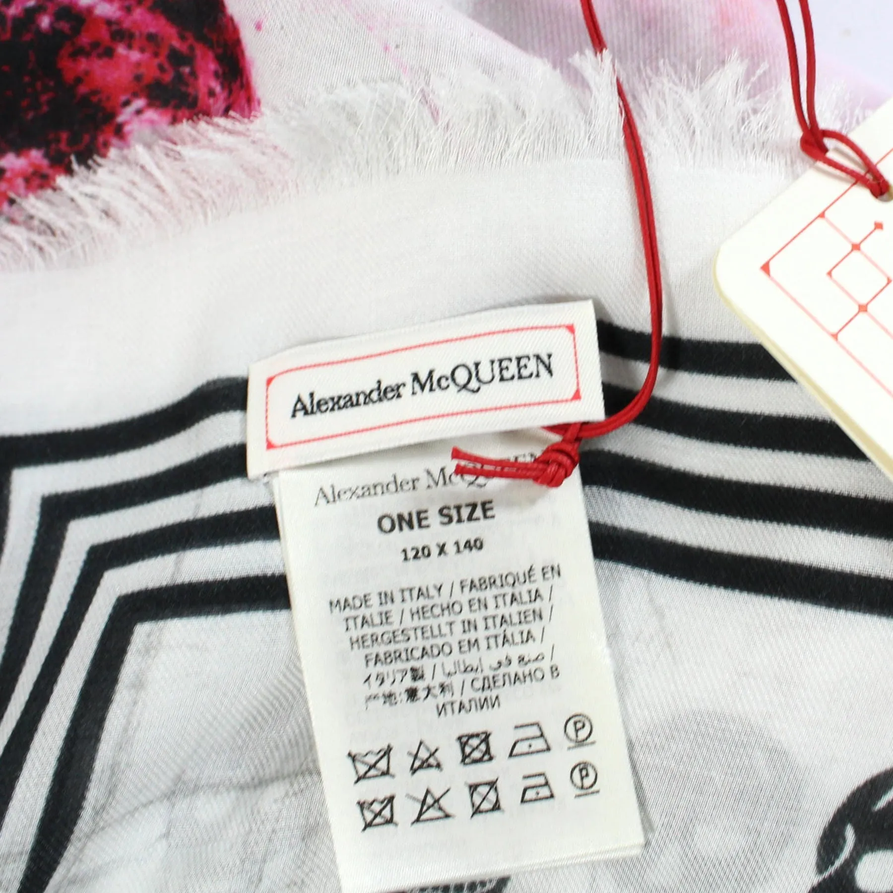 Alexander McQueen Scarf White Black Pink Biker Paper Bloom - Extra Large Silk Wrap SALE