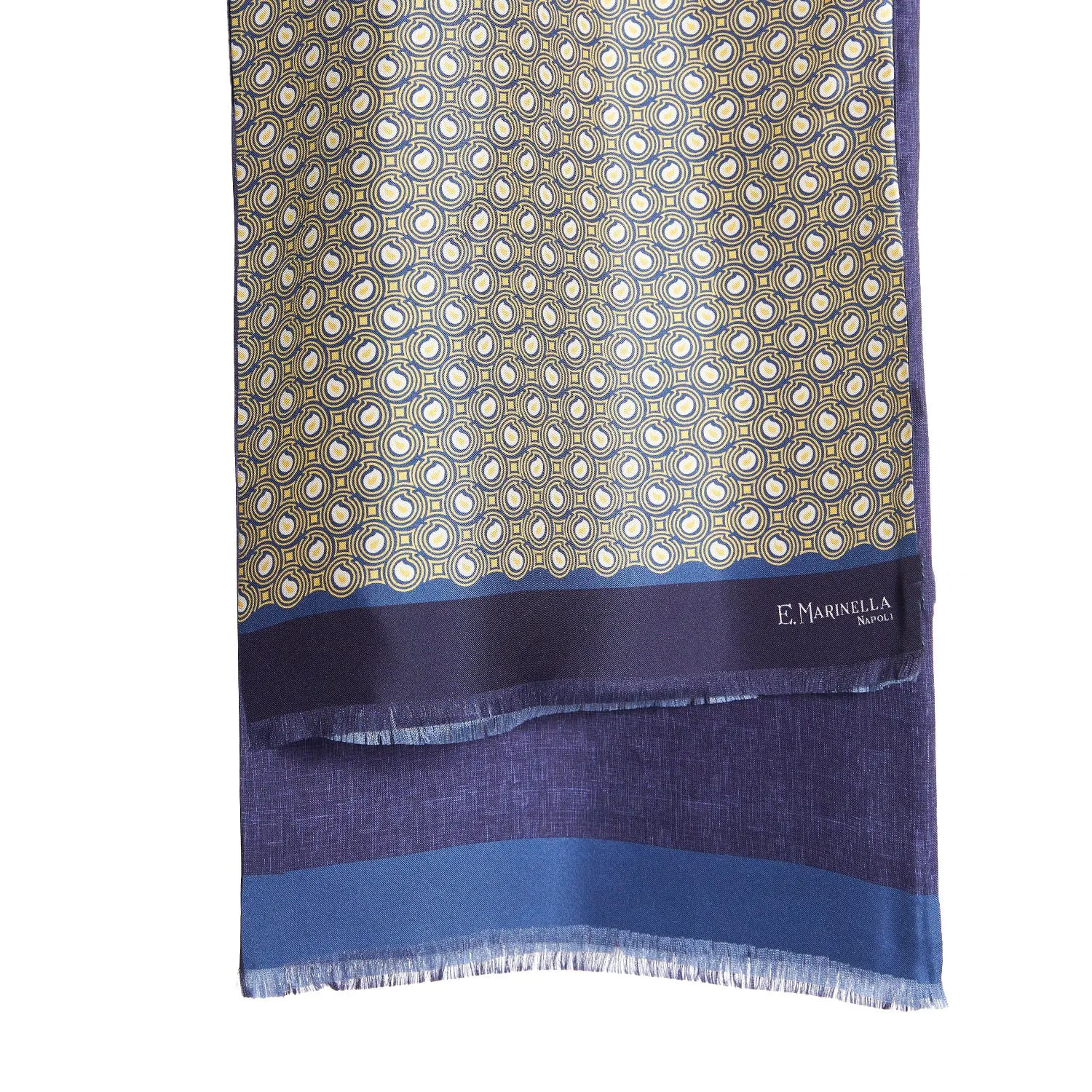 BEIGE AND BLUE DOUBLE SILK SCARF