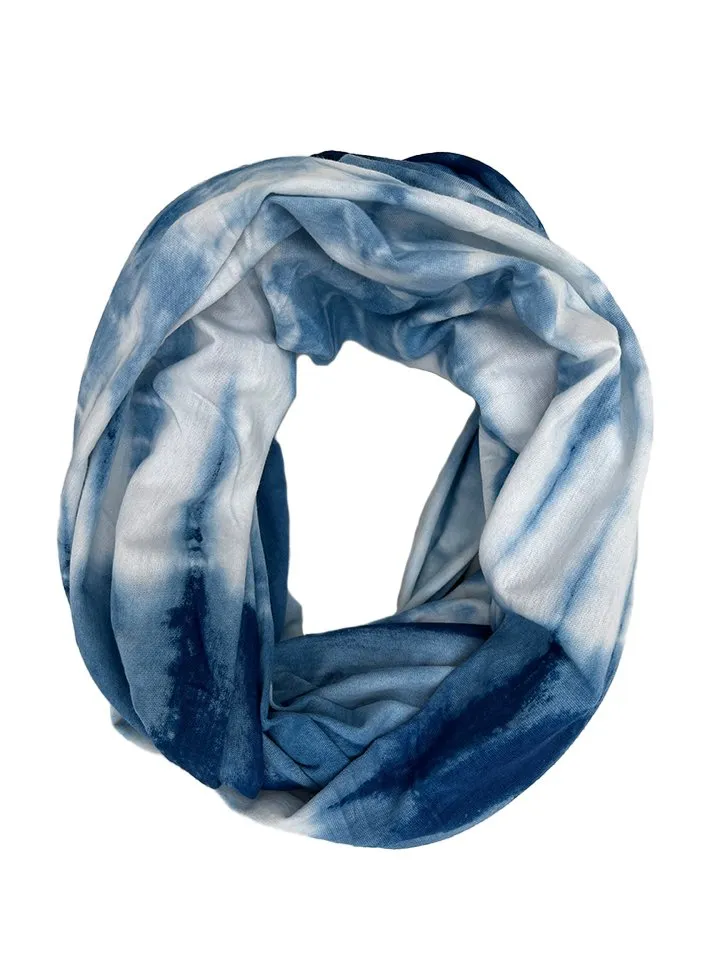 Blue Tie-Dye GOTS Organic Cotton Infinity Scarf