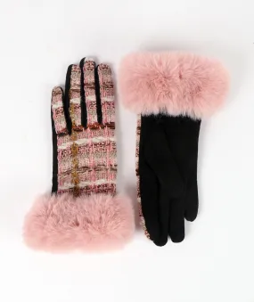 Blush Pink Boucle Tweed Gloves