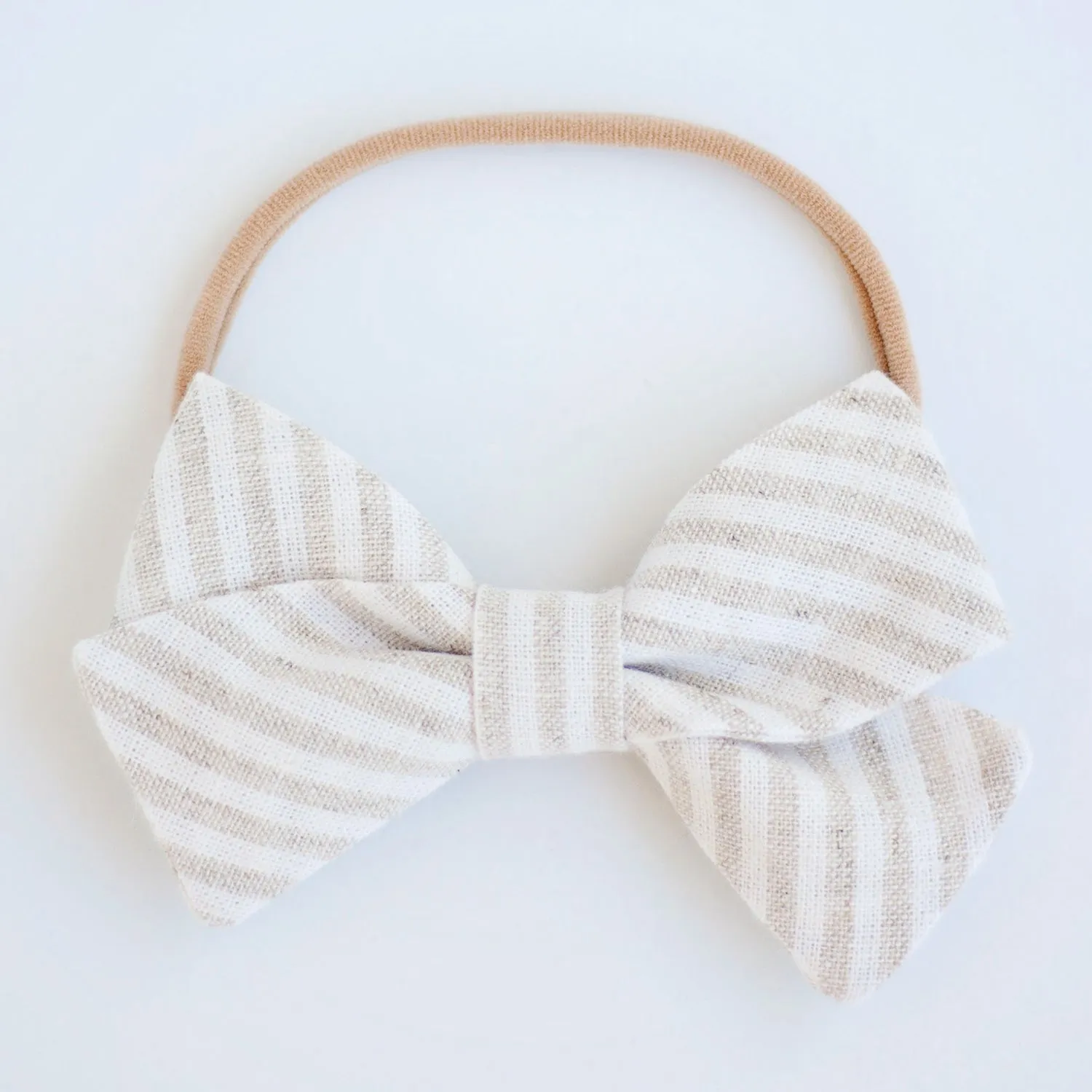 Boy's Bow Tie / Natural Linen Stripe