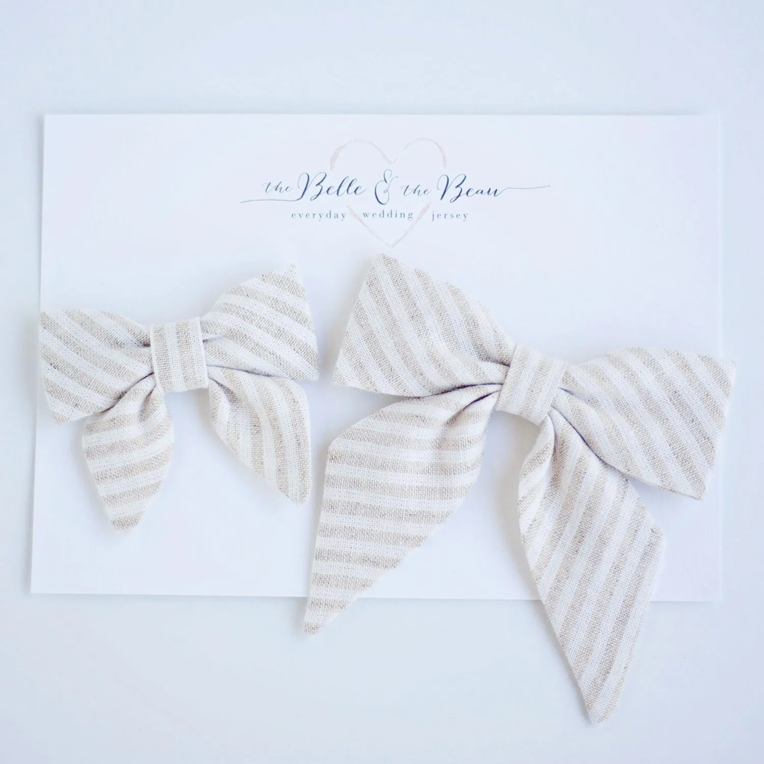 Boy's Bow Tie / Natural Linen Stripe