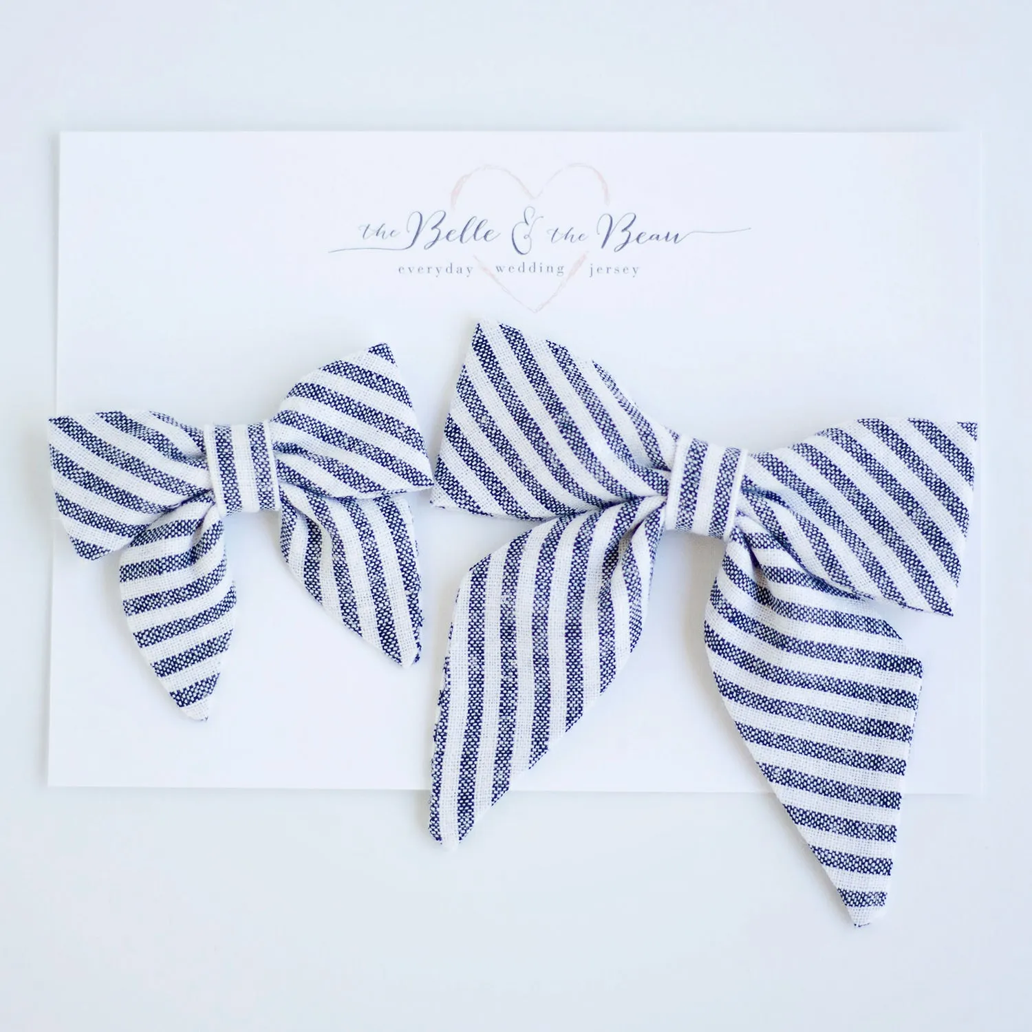 Boy's Bow Tie / Navy Linen Stripe