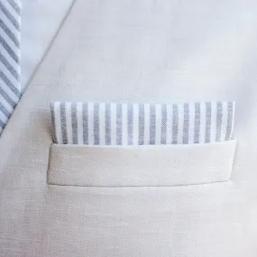 Boy's Pocket Square / Gray Linen Stripe