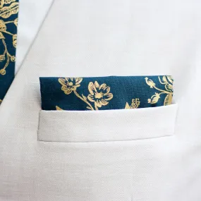 Boy's Pocket Square / Navy Metallic Toile