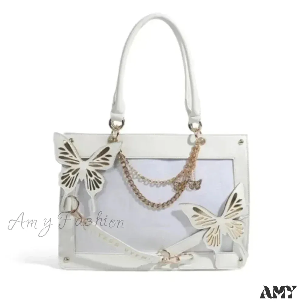 Butterfly Transparent Bag Web Spider Gothic Y2K Chain Labyrinth Letter