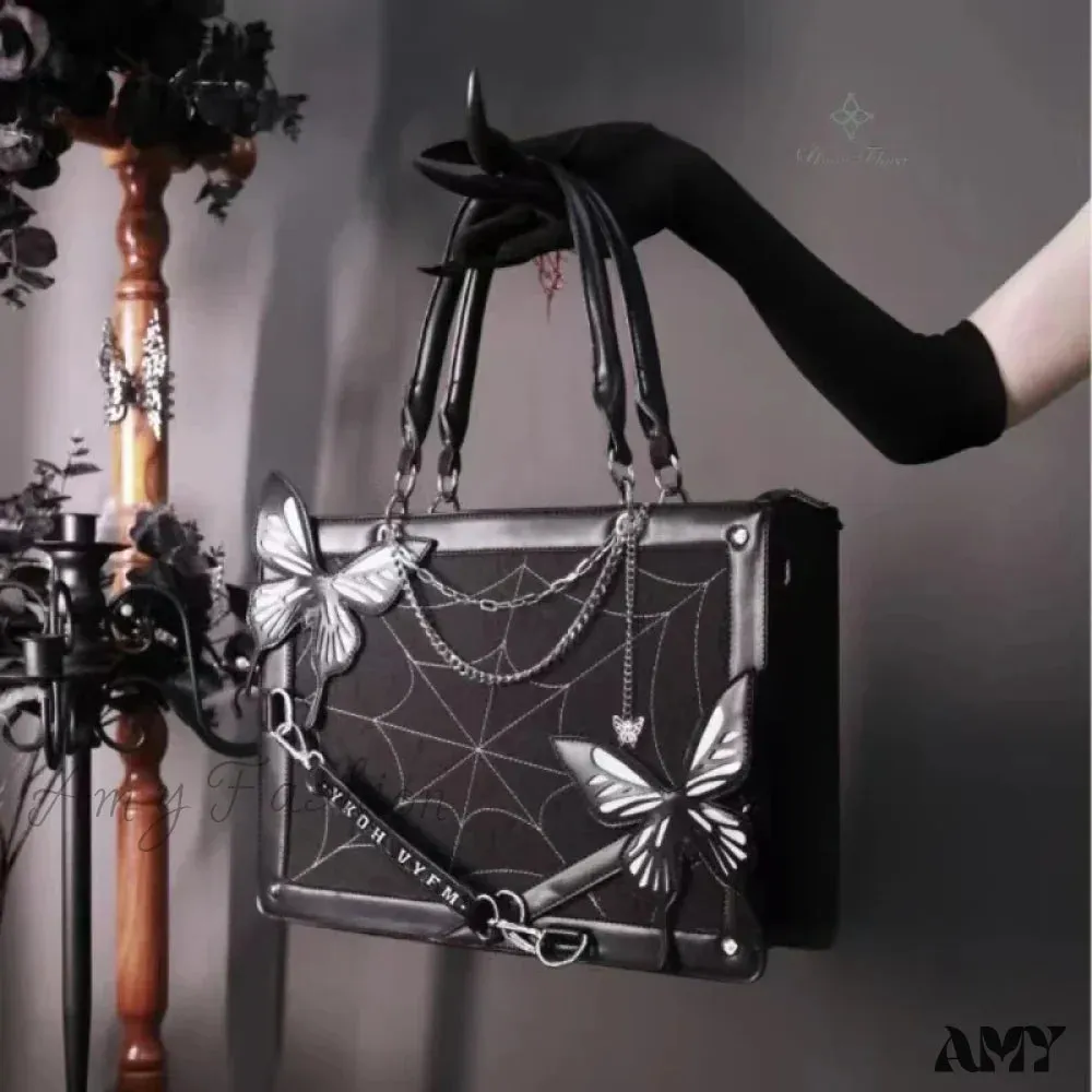 Butterfly Transparent Bag Web Spider Gothic Y2K Chain Labyrinth Letter