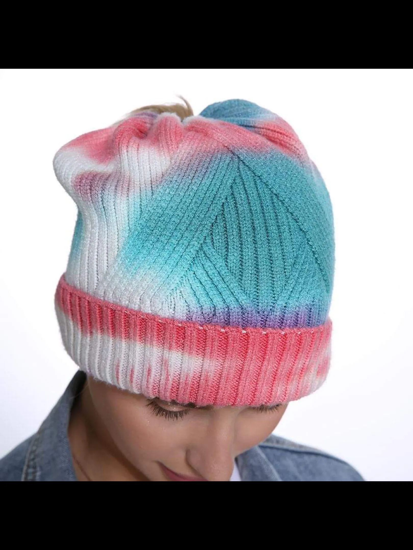 C.C. Tiedye Ponytail Beanies - Assorted Colors