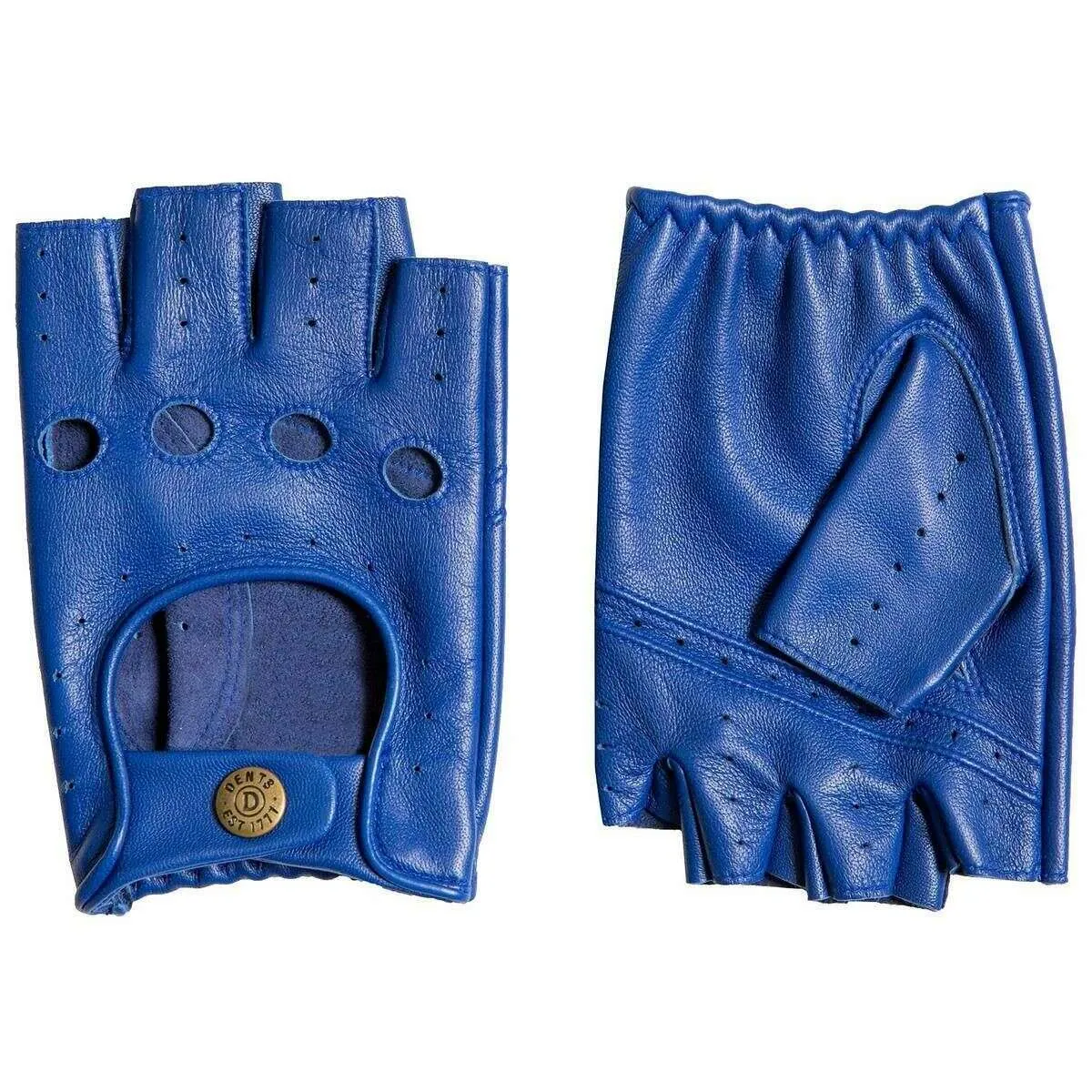 Dents Snetterton Fingerless Leather Driving Gloves - Royal Blue