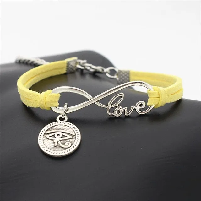 Fashion Love Infinity Eyes of Horus Lucky Charms Leather Bracelets