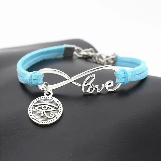 Fashion Love Infinity Eyes of Horus Lucky Charms Leather Bracelets