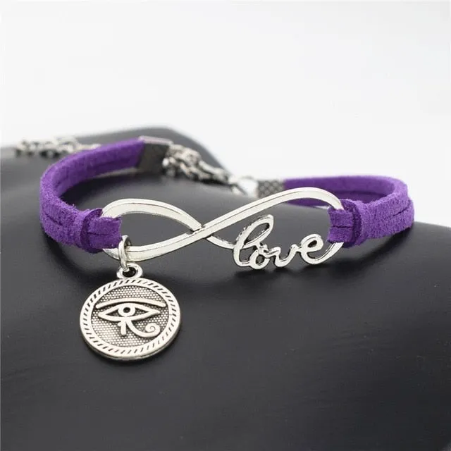 Fashion Love Infinity Eyes of Horus Lucky Charms Leather Bracelets