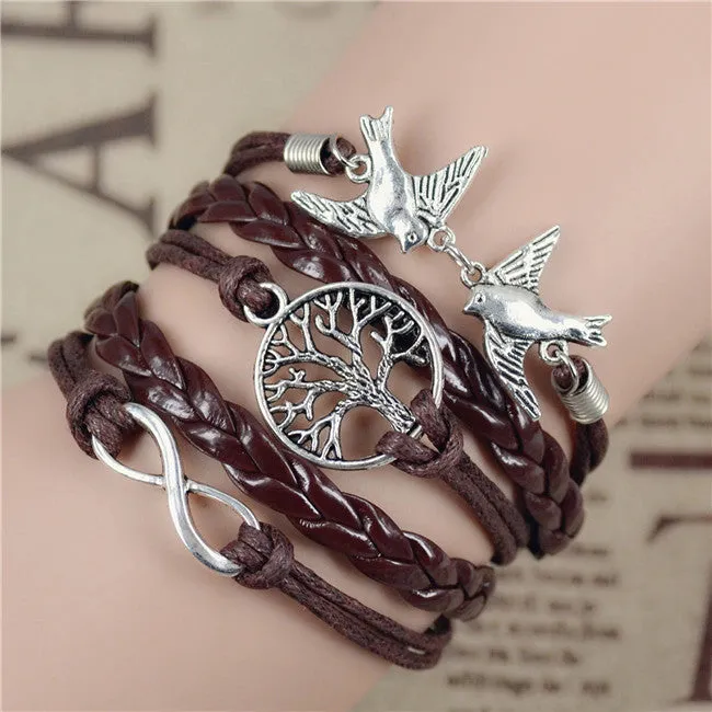 Fashion Vintage Infinity Anchor Hook Artificial Leather Bracelet Men Women Bracelets & Bangles Jewelry