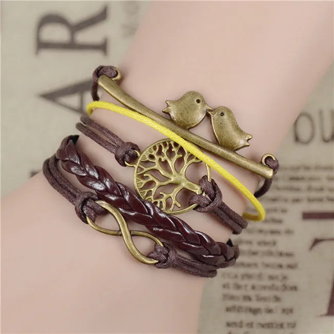 Fashion Vintage Infinity Anchor Hook Artificial Leather Bracelet Men Women Bracelets & Bangles Jewelry