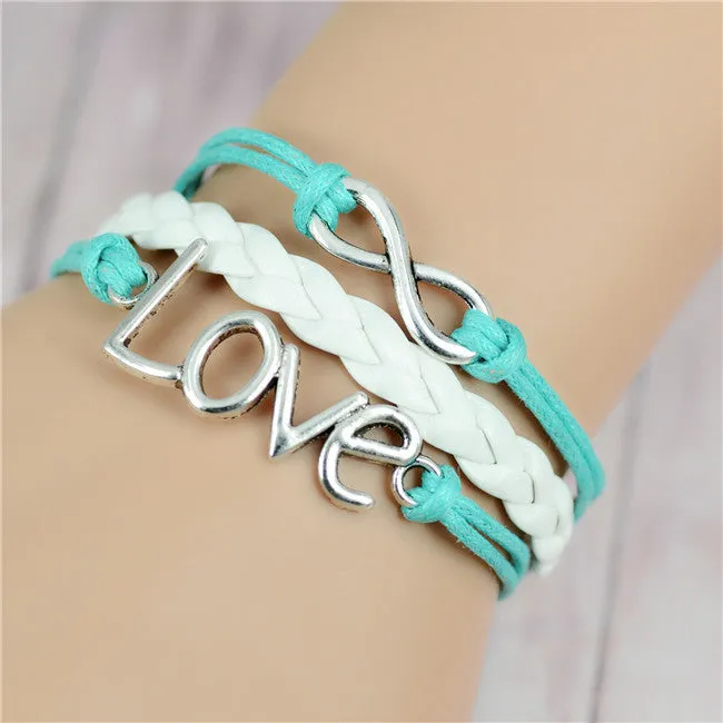 Fashion Vintage Infinity Anchor Hook Artificial Leather Bracelet Men Women Bracelets & Bangles Jewelry