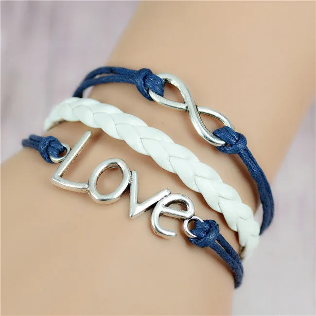 Fashion Vintage Infinity Anchor Hook Artificial Leather Bracelet Men Women Bracelets & Bangles Jewelry