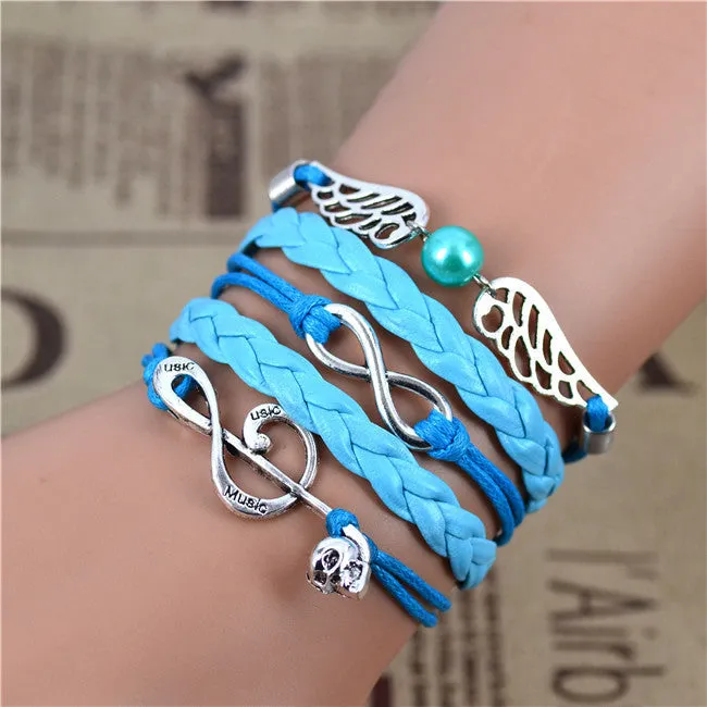 Fashion Vintage Infinity Anchor Hook Artificial Leather Bracelet Men Women Bracelets & Bangles Jewelry