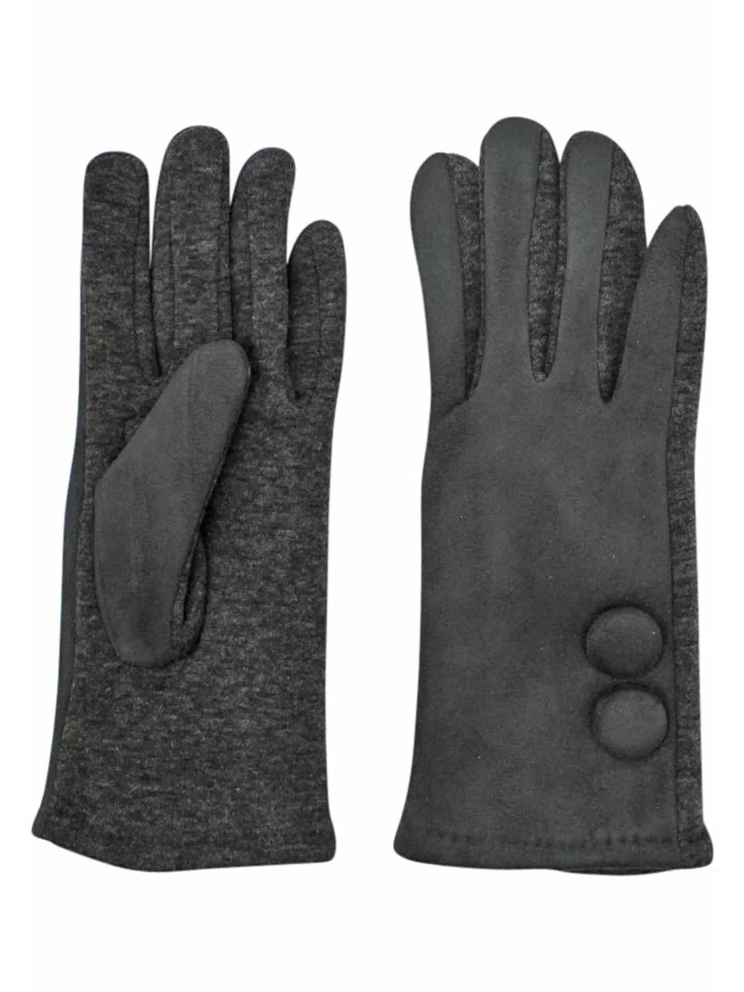 Faux Suede Classic Two Button Lined Womens Gloves