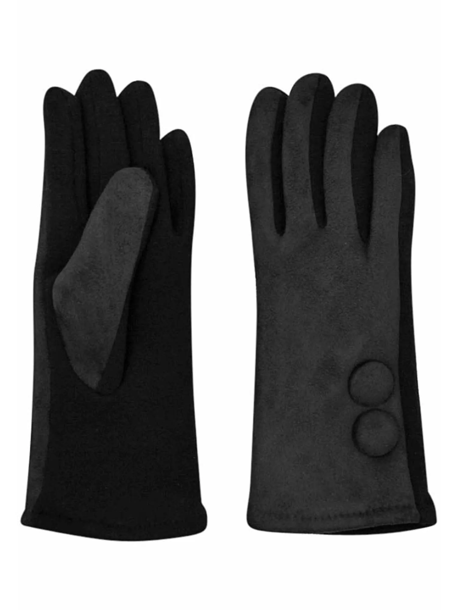 Faux Suede Classic Two Button Lined Womens Gloves