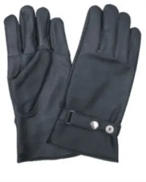 Full Finger Leather Lined Driving Gloves with Snap Button Strap