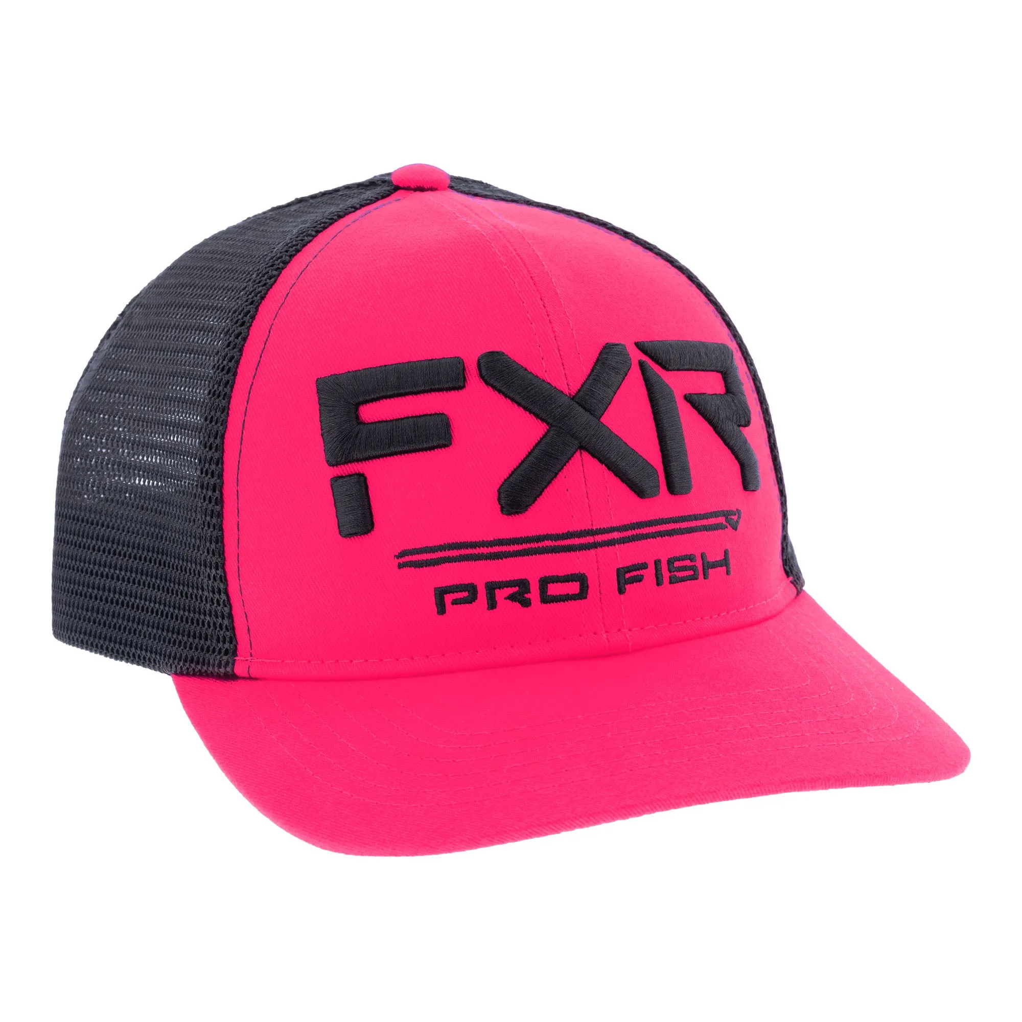 FXR  Pro Fish Baseball Hat Cap Curved Brim Mesh Snap-Back Fuchsia Asphalt