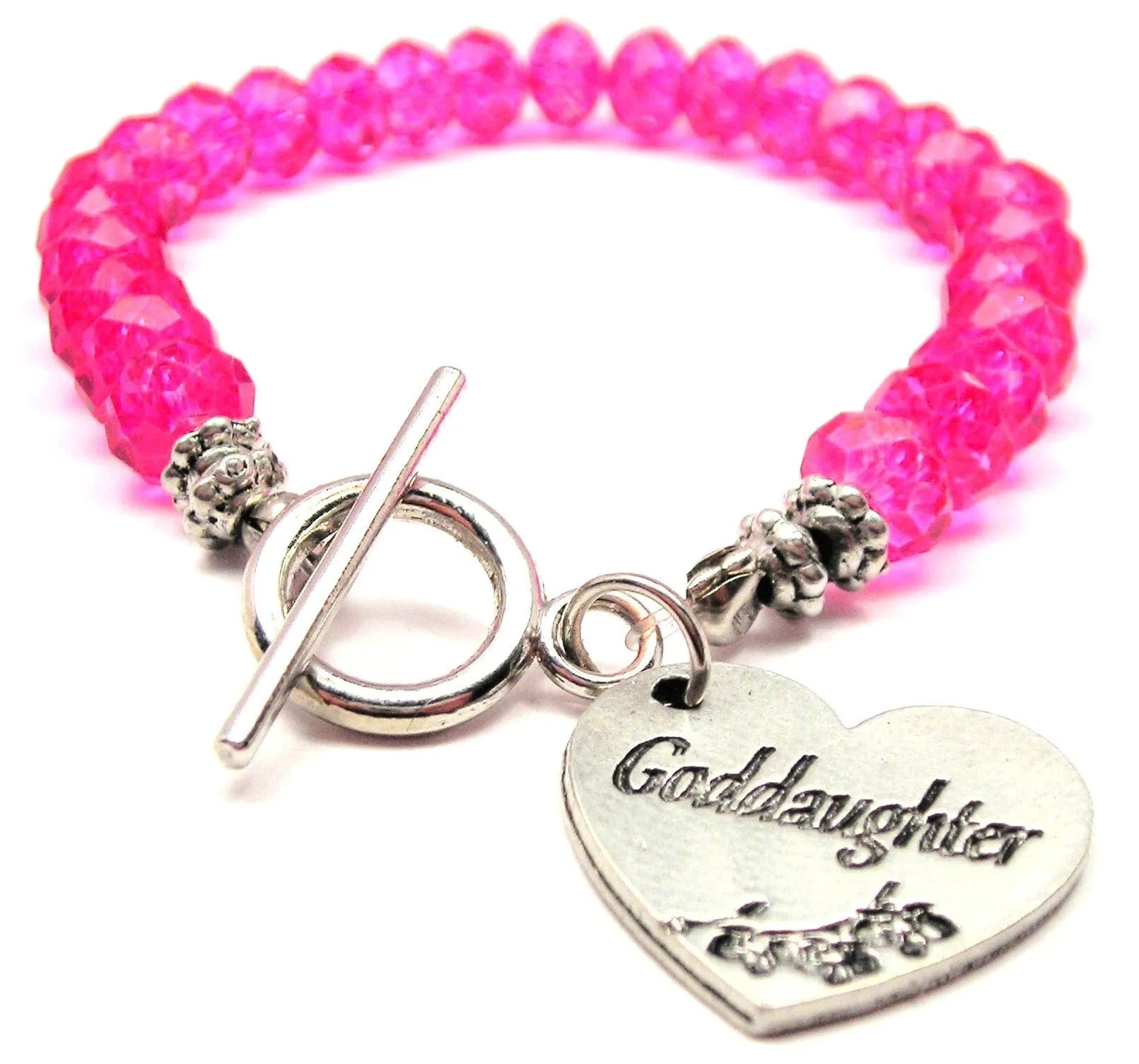 Goddaughter Heart Crystal Beaded Toggle Style Bracelet