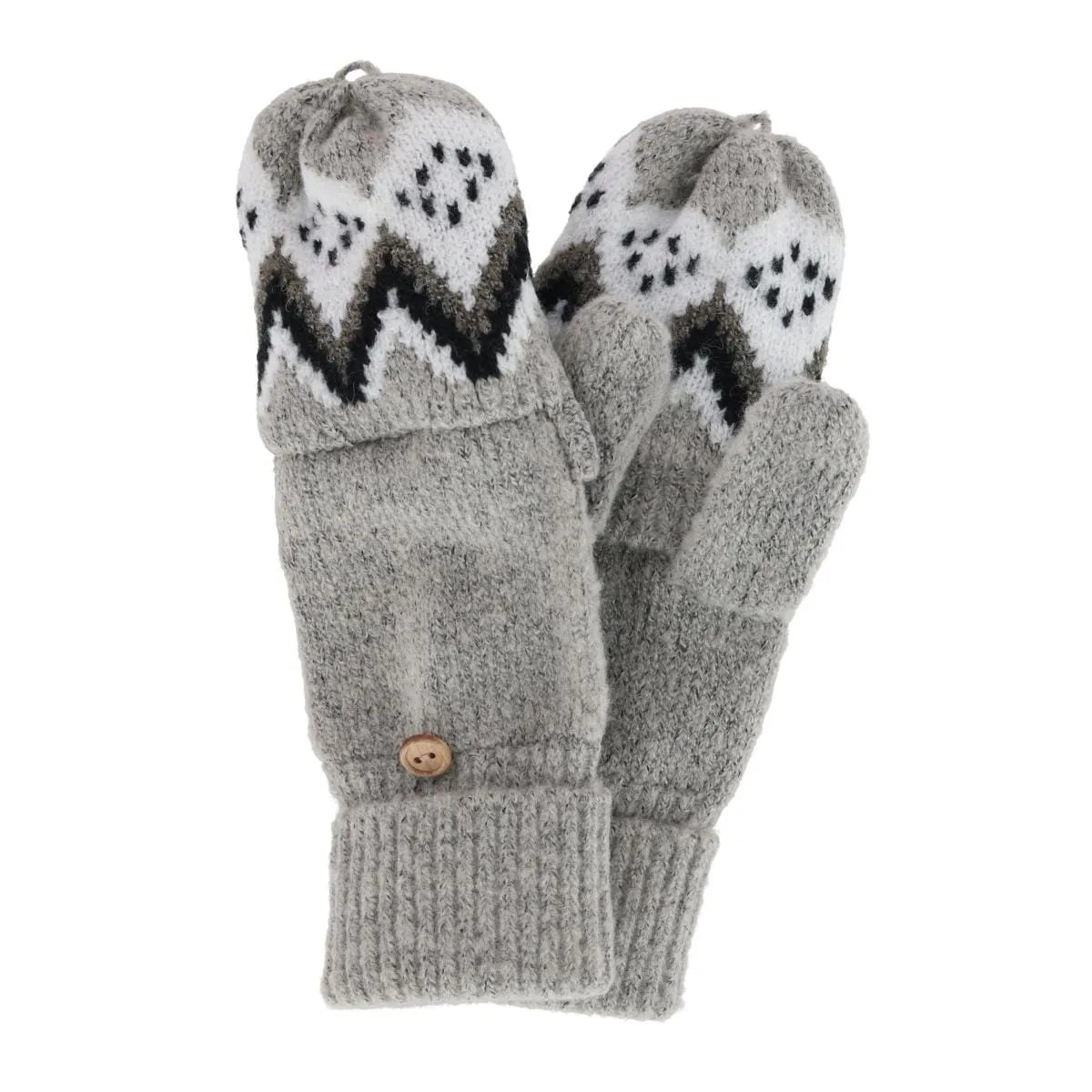 Grand Sierra Women's Convertible Winter Pattern Knit Fingerless Glove to Mitten