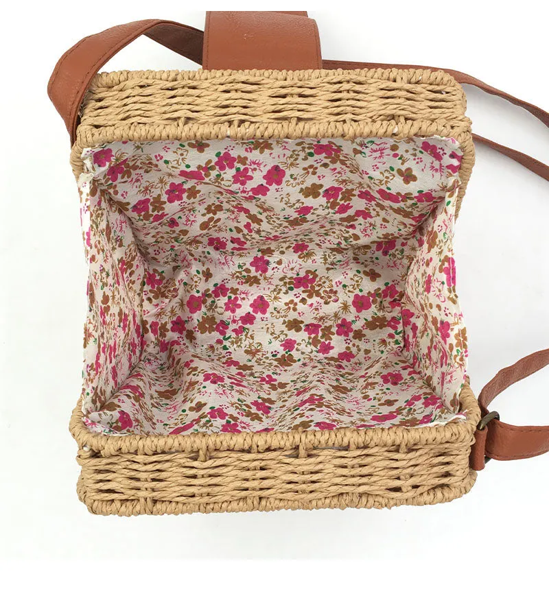 Hand-Woven Candy Color Women Straw Bag