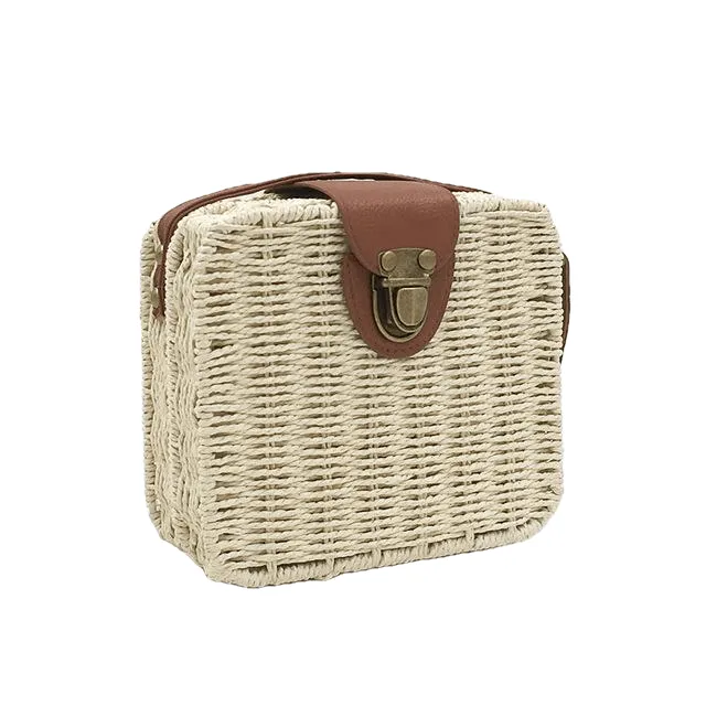 Hand-Woven Candy Color Women Straw Bag