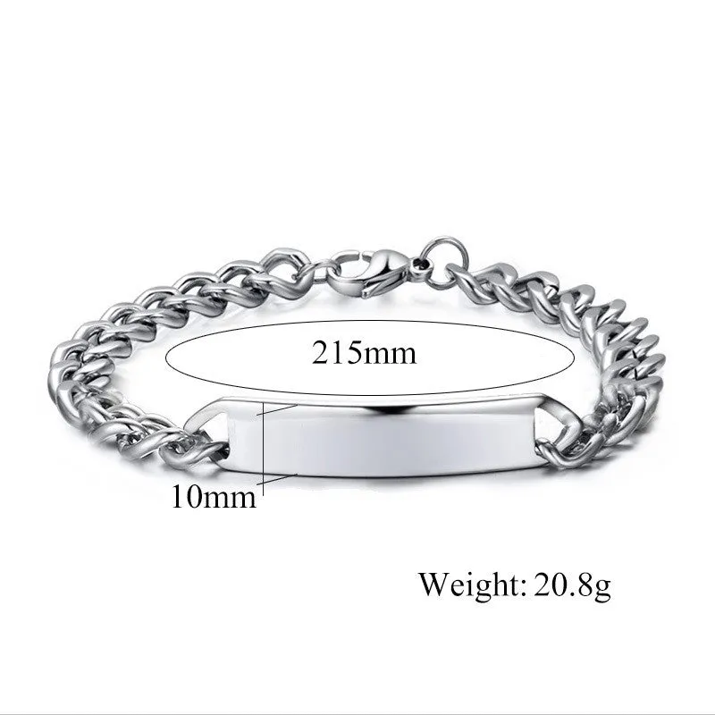 Handmade stainless steel id bracelets bangle men jewelry high quality couple jewelry