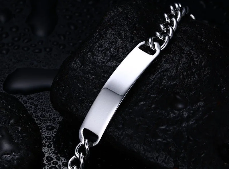 Handmade stainless steel id bracelets bangle men jewelry high quality couple jewelry