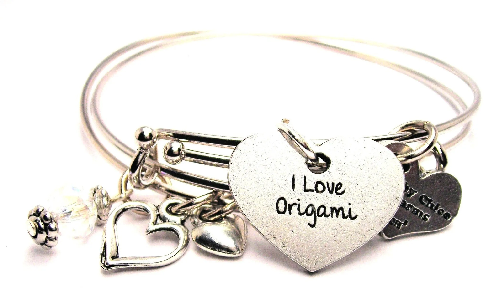 I Love Origami Expandable Bangle Bracelet Set