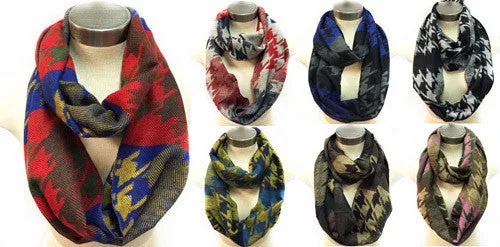 infinity circle scarves w/ houndstooth pattern Case of 12