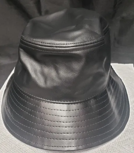 Jack -- Leather Bucket Cap -- Black