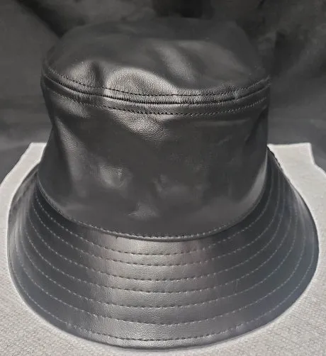 Jack -- Leather Bucket Cap -- Black