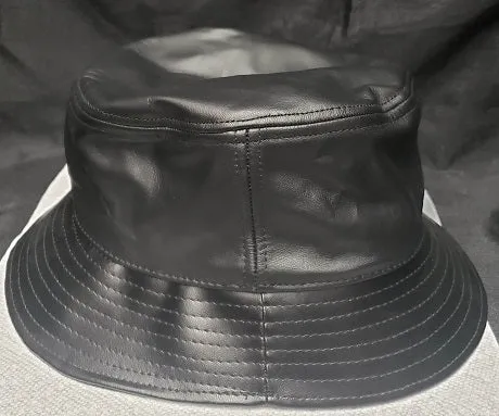 Jack -- Leather Bucket Cap -- Black