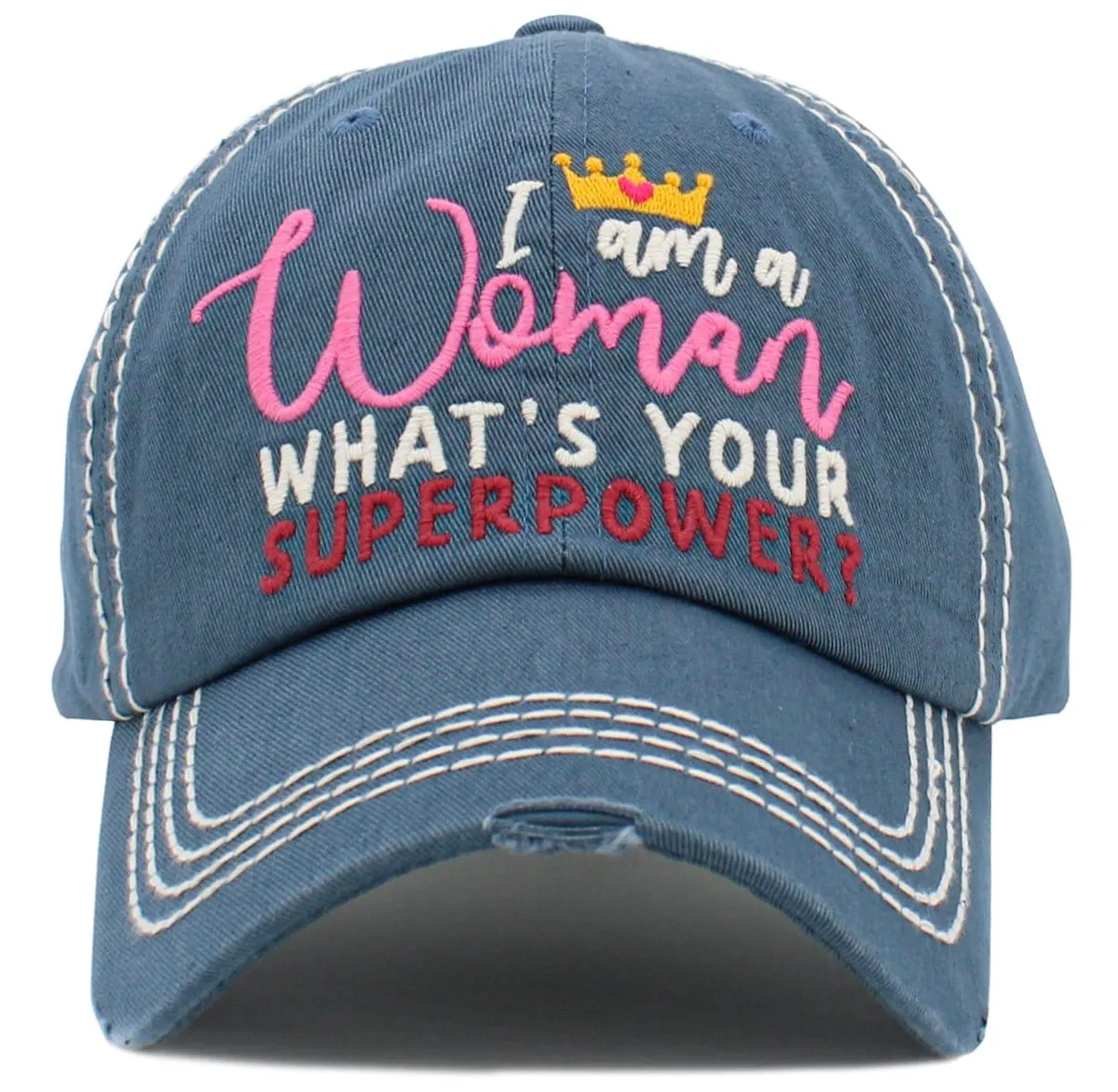 KBV1476 'I am a Women, What's Your Superpower '  Washed Vintage Ballcap