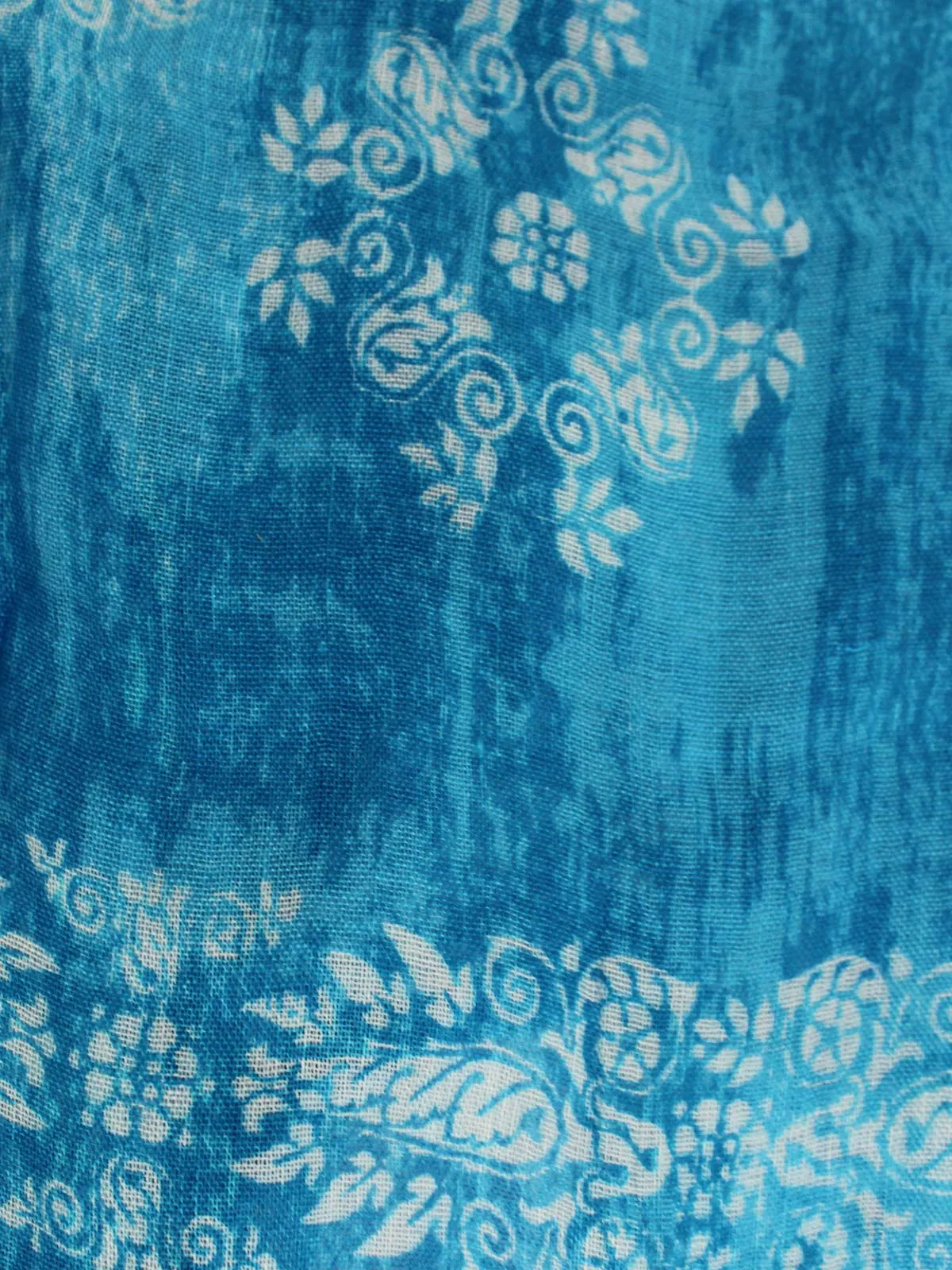 Kiton Scarf Aqua Floral Design - Linen FINAL SALE