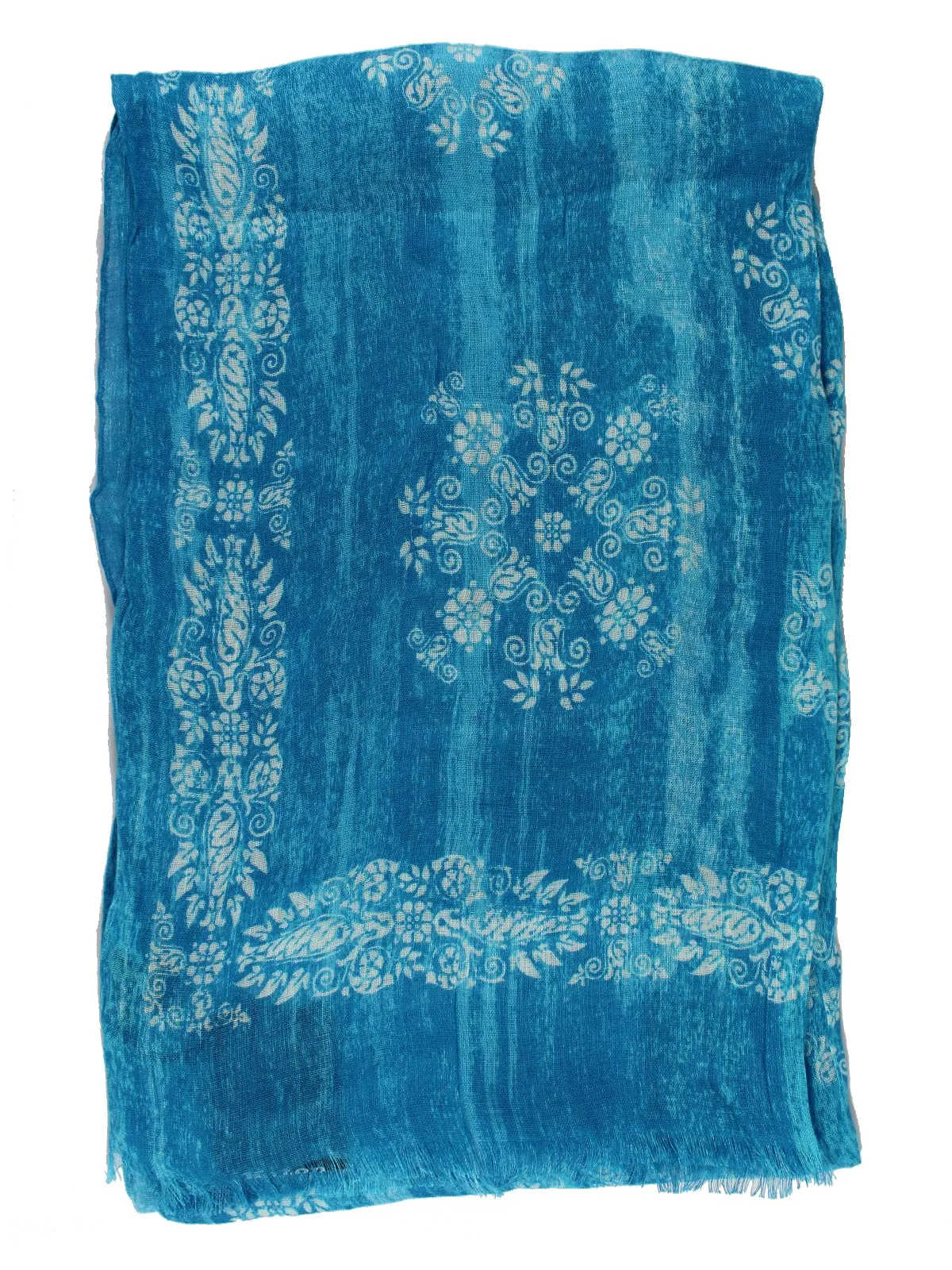 Kiton Scarf Aqua Floral Design - Linen FINAL SALE