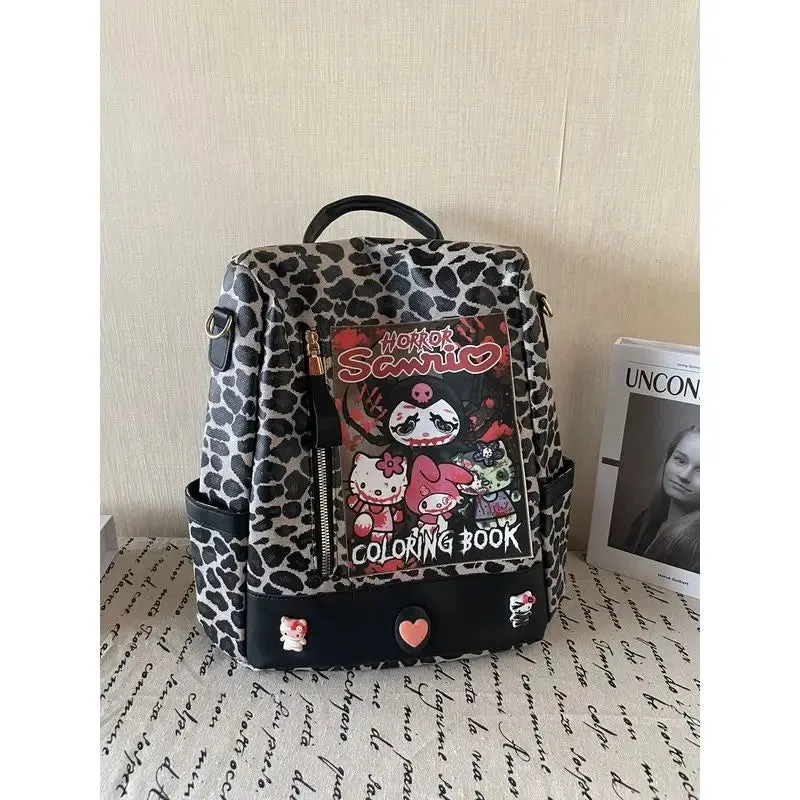 Kuromi Shoulder Gothic Print Cute Y2K Vintage Cartoon Leopard Fashion Luxury Bag