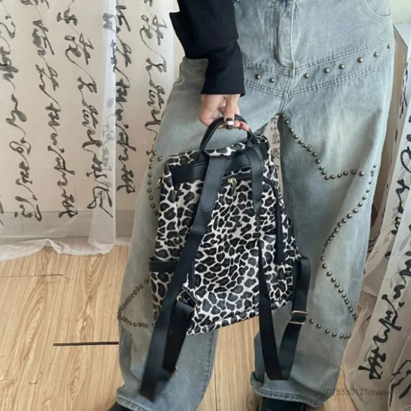 Kuromi Shoulder Gothic Print Cute Y2K Vintage Cartoon Leopard Fashion Luxury Bag