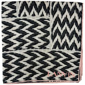 Lanvin Scarf Gray Pink Herringbone Design - Twill Silk Scarf