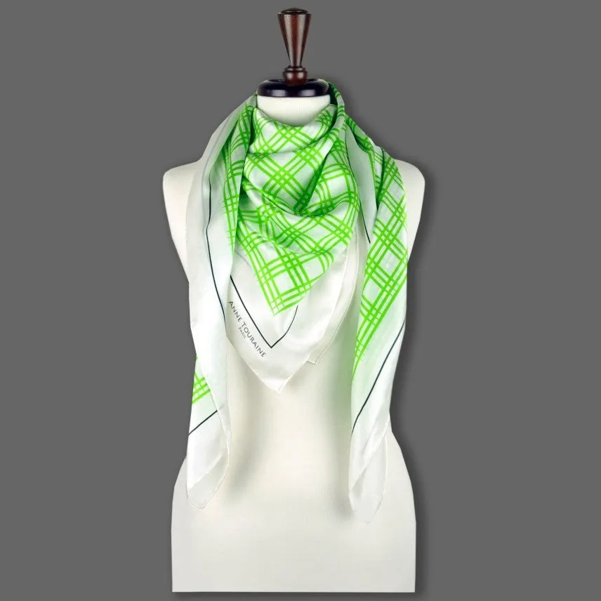 LARGE SILK SATIN SCARF - STREET CHIC - Green - 47x47"