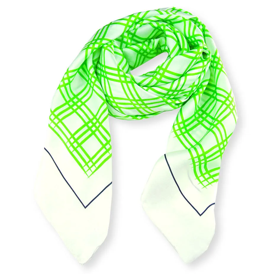 LARGE SILK SATIN SCARF - STREET CHIC - Green - 47x47"