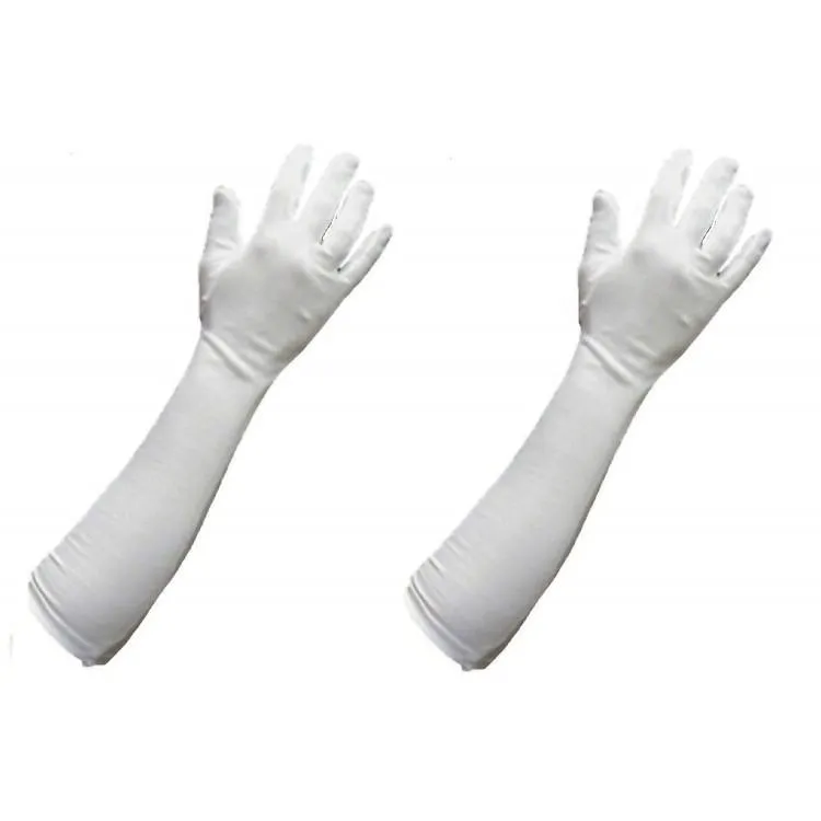 Long Sleeves Skin Protective Unisex Gloves - White