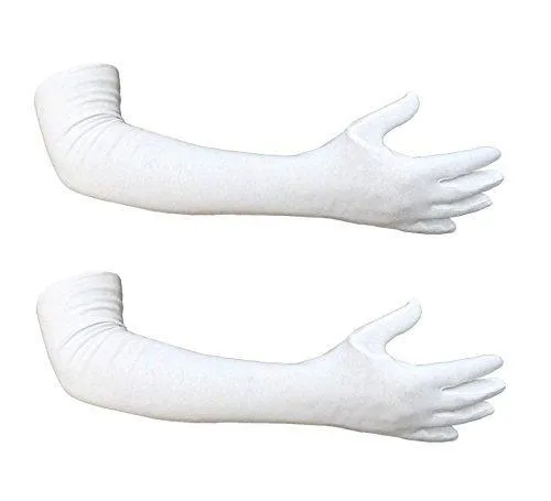 Long Sleeves Skin Protective Unisex Gloves - White