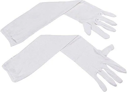 Long Sleeves Skin Protective Unisex Gloves - White